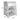 White bedside table with drawer and open 3 shelves, decorative cutout panels; dimensions