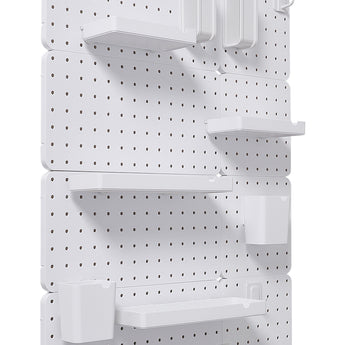 White Pegboard Floating Display Storage Rack with Open Shelves, 63x 84cm