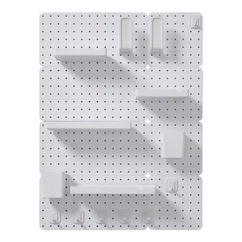 White Pegboard Floating Display Storage Rack with Open Shelves, 63x 84cm