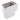 White hanging trash can with inner bucket and hinged lid, open top