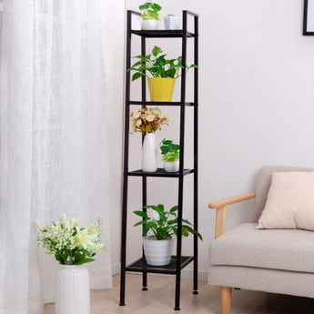 4-Tier Industrial Metal Open Ladder Shelf Living and Home 