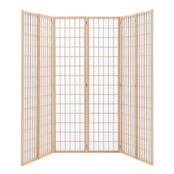 6-Panel Solid Wood Room Divider Folding Screen