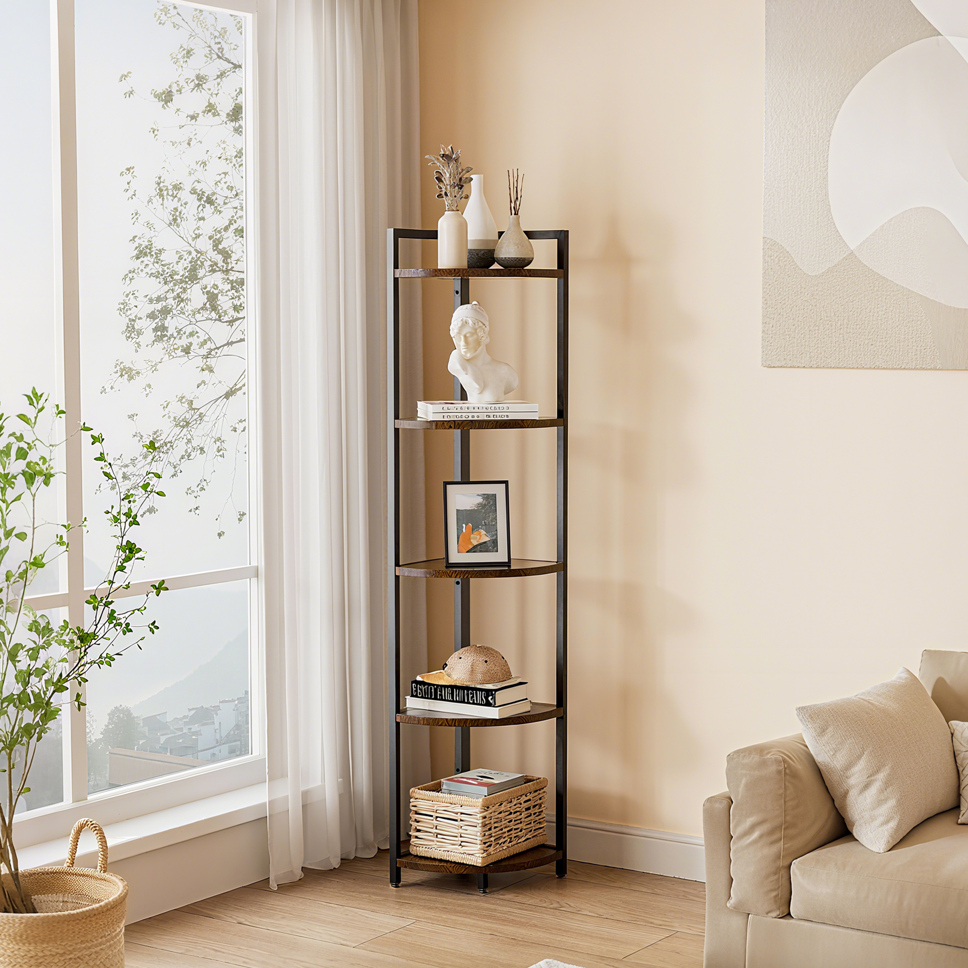 5 Tiers Metal Corner Storage Shelf Display Shelf