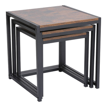 Metal-Framed Square Nesting Side Tables Set of 3