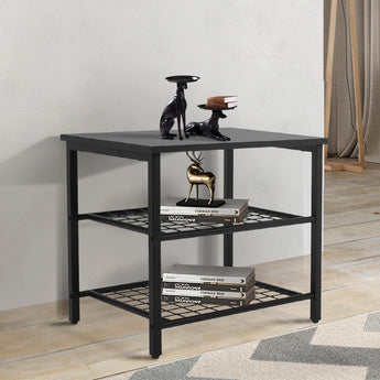 Black Side Table with Sturdy Metal Legs Living and Home 