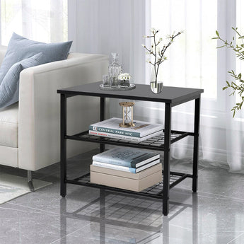 Black Side Table with Sturdy Metal Legs Living and Home 