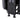 Close-up of folding bed leg and caster hardware, black metal base under gray padding