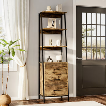 175cm H Industrial Style Wooden Bookshelf with Drawers