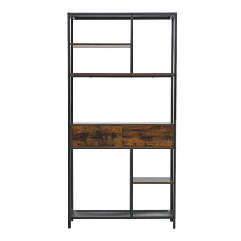 6-Tiered Metal-Framed Storage Shelf with 2 Drawers