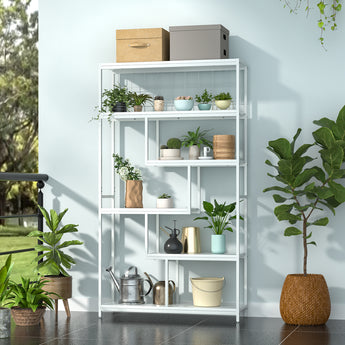 White Open Bookcase Storage Shelf with Six Tiers