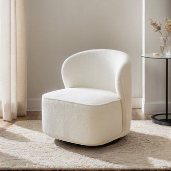 66cm W Sherpa Swivel Chair in White