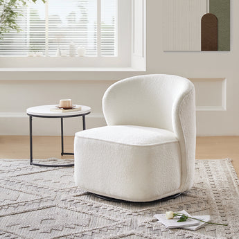 66cm W Sherpa Swivel Chair in White