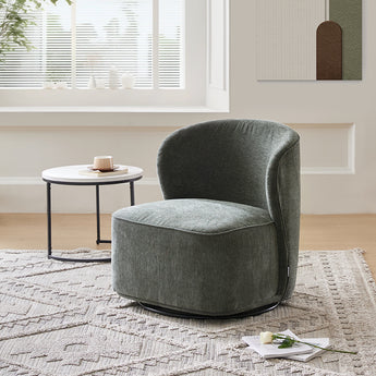 Upholstered Swivel Chair in Dark Green