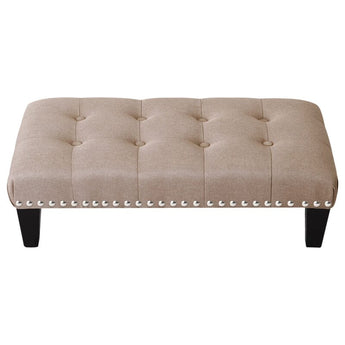 Linen Cotton Beige Footstool Living and Home 