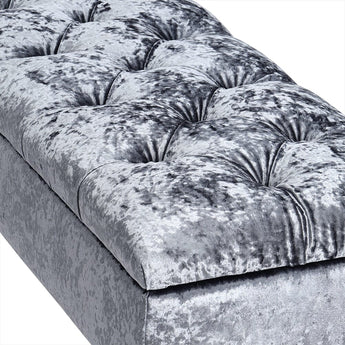 100cm Wide Grey Velvet Upholstery Storage Bench Footstool Storage Footstools & Benches Living and Home 