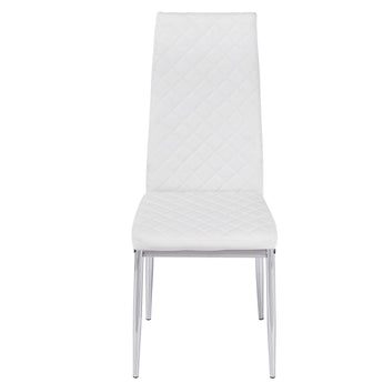 Set of White Electroplated Dining Chairs in PVC Living and Home 