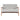 Grey loveseat sofa front view: padded seat, tufted back, and angled wooden arms