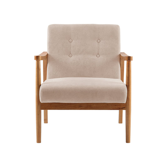 Linen Upholstered Wooden Armchair