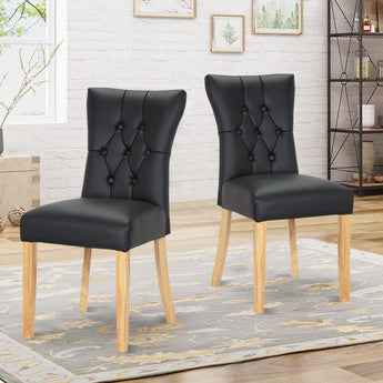 Elegant Black Dining Chair with PU Leather and Rubberwood Legs Living and Home 