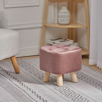 Velvet Wooden Leg Ottoman Footstool Living and Home 