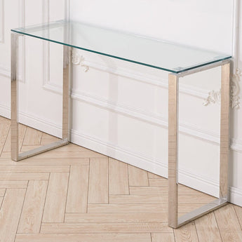 Modern Tempered Glass End Table with Chrome Base Living and Home 