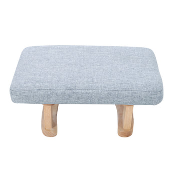 Rectangle Linen Upholstered Footstool with Wooden Legs