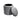 Grey ribbed velvet round storage ottoman, open lid showing black interior