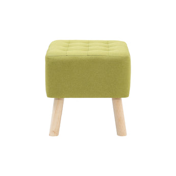 Linen Upholstered Footstool with Wooden Legs