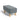 Grey fabric ottoman footstool, rectangular padded seat and light wood legs