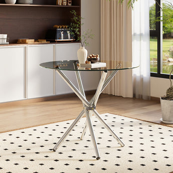 Tempered Glass Crossover Round Dining Table