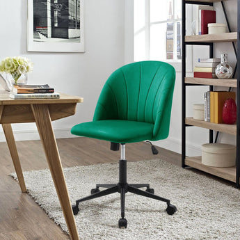 Modern Green Office Chair with Velvet Upholstery and Rolling Base Living and Home 