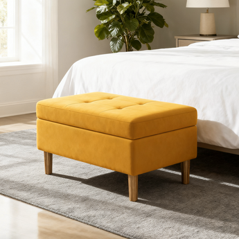 Tufted Velvet Upholstered Ottoman Storage Bench