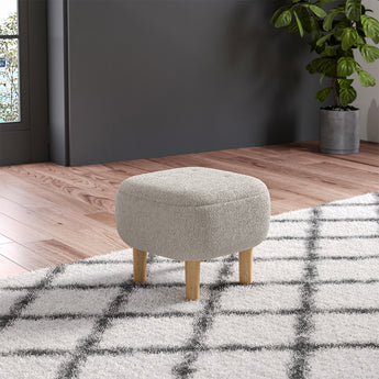 Padded Fabric Footrest Stool Square Wooden Footstool