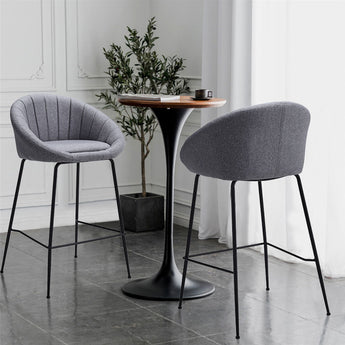 Grey Round Backrest Chair with Metal Legs