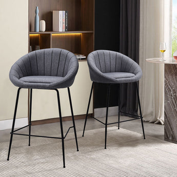 Grey Round Backrest Chair with Metal Legs