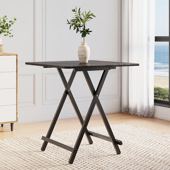 White Wooden Folding Dining Table with Metal Legs