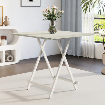 White Wooden Folding Dining Table with Metal Legs