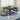Square folding coffee table with dark wood top, black folding legs