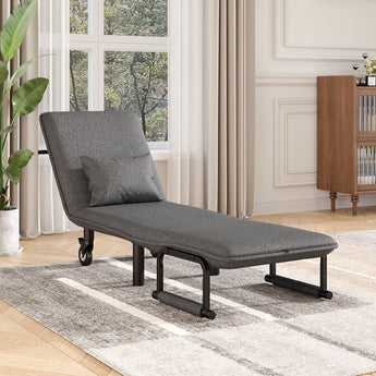 Upholstered Single Sleeper Chair Convertible Sofa Bed with Metal Legs