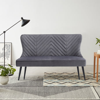 Mini Grey Tufted Velvet Upholstered Dining Bench