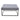 Tufted grey square footstool on black metal frame with open underside