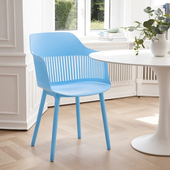 Vibrant Blue Plastic Chair, Set of Four, Durable and Lightweight Living and Home 