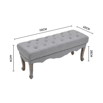 Vintage Linen Bench with Cabriole Legs