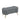 Dark gray upholstered accent bench with rounded arms and gold-toned tapered legs