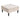 Square tufted linen ottoman with storage, light cream fabric and silver stud trim