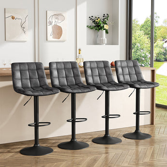 Two pieces of Grey PU Gas Lift Upholstered Swivel Bar Stools