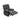 Black faux leather recliner armchair, tufted backrest and extended footrest.