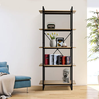 Industrial Style 5-Tier Bookshelf Living and Home 