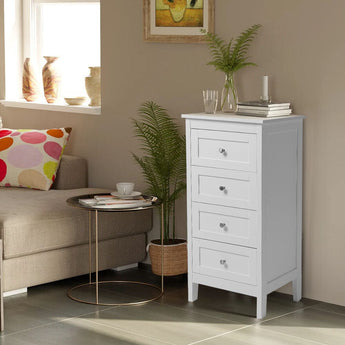 Classic White Wooden 4-Drawer Storage Cabinet Living and Home 