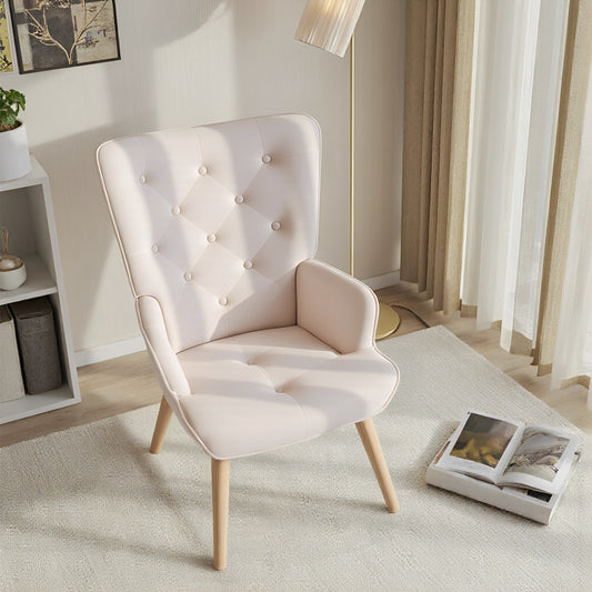 Flannel Upholstered Tufted Lounge Chair with High Backrest